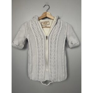 Ugg Australia Cream Cashmere Blend Cable Knit Baby Infant Bunting Sweater Jacket